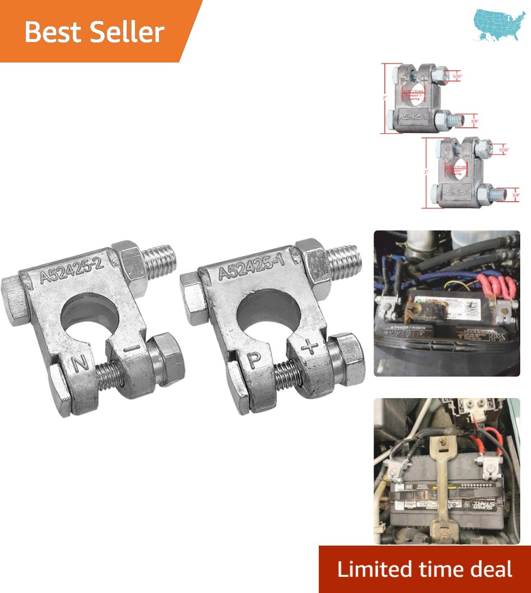 Military Grade Battery Terminals for Vehicles and RVs - 275 Amp Capacity