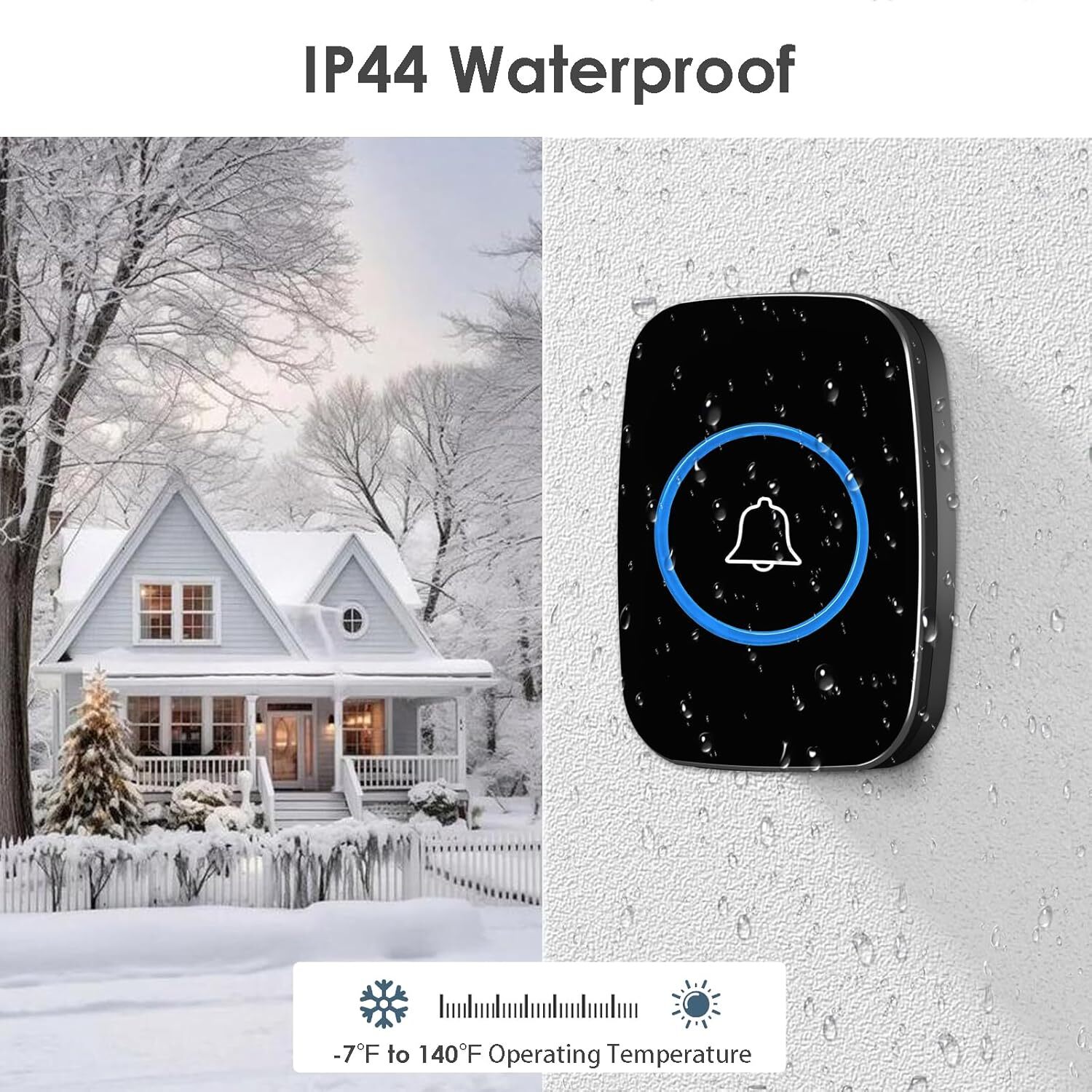 2Wireless Doorbell Chime Waterproof Plugin Receiver Adjustable Volume 1000FT Kit