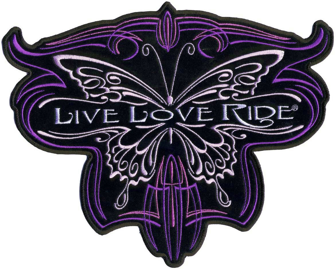 Metallic Butterfly Live Love Ride Jacket Vest Patch [Iron on Sew on 10.0 X 8.0]