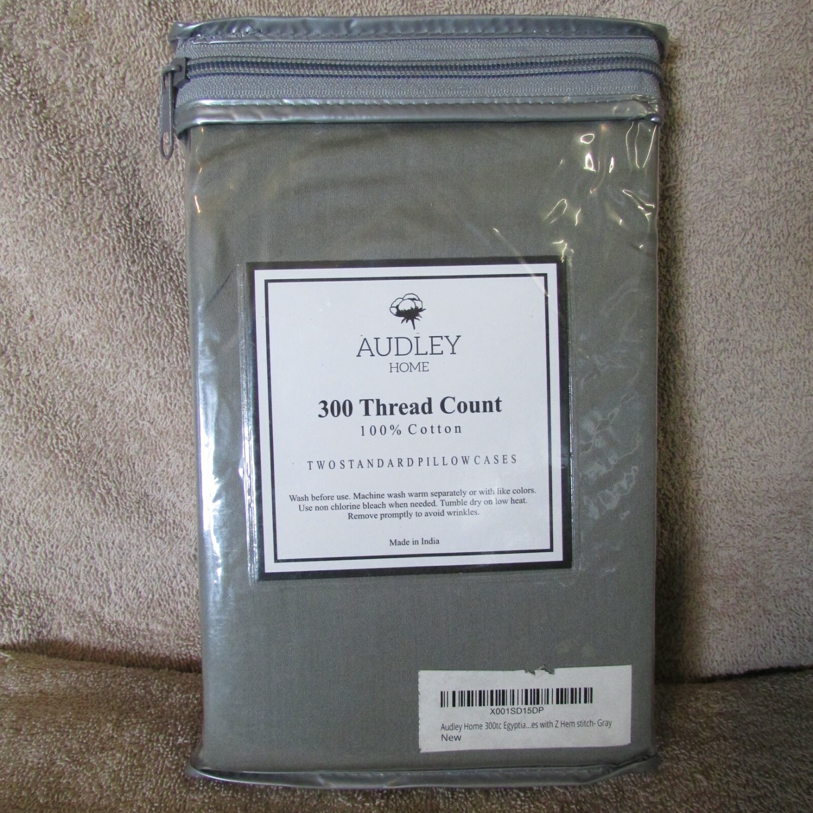Audley 300 Thread Count 100% Egyptian Cotton-Standard Pillow Cases-Gray (B 30)