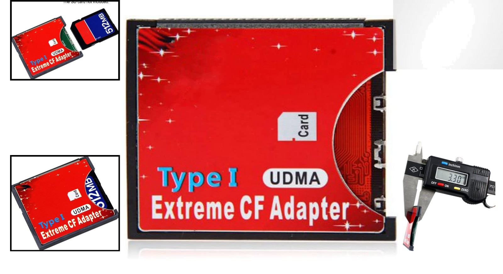 Compact Flash Memory Card Adapter for SD/SDHC/SDXC - Dust-Proof 256GB Support