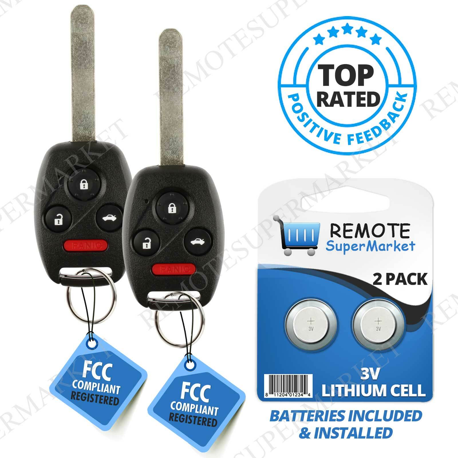 2 for Honda Accord Coupe 2008 2009 2010 2011 2012 Keyless Remote Car Key Fob