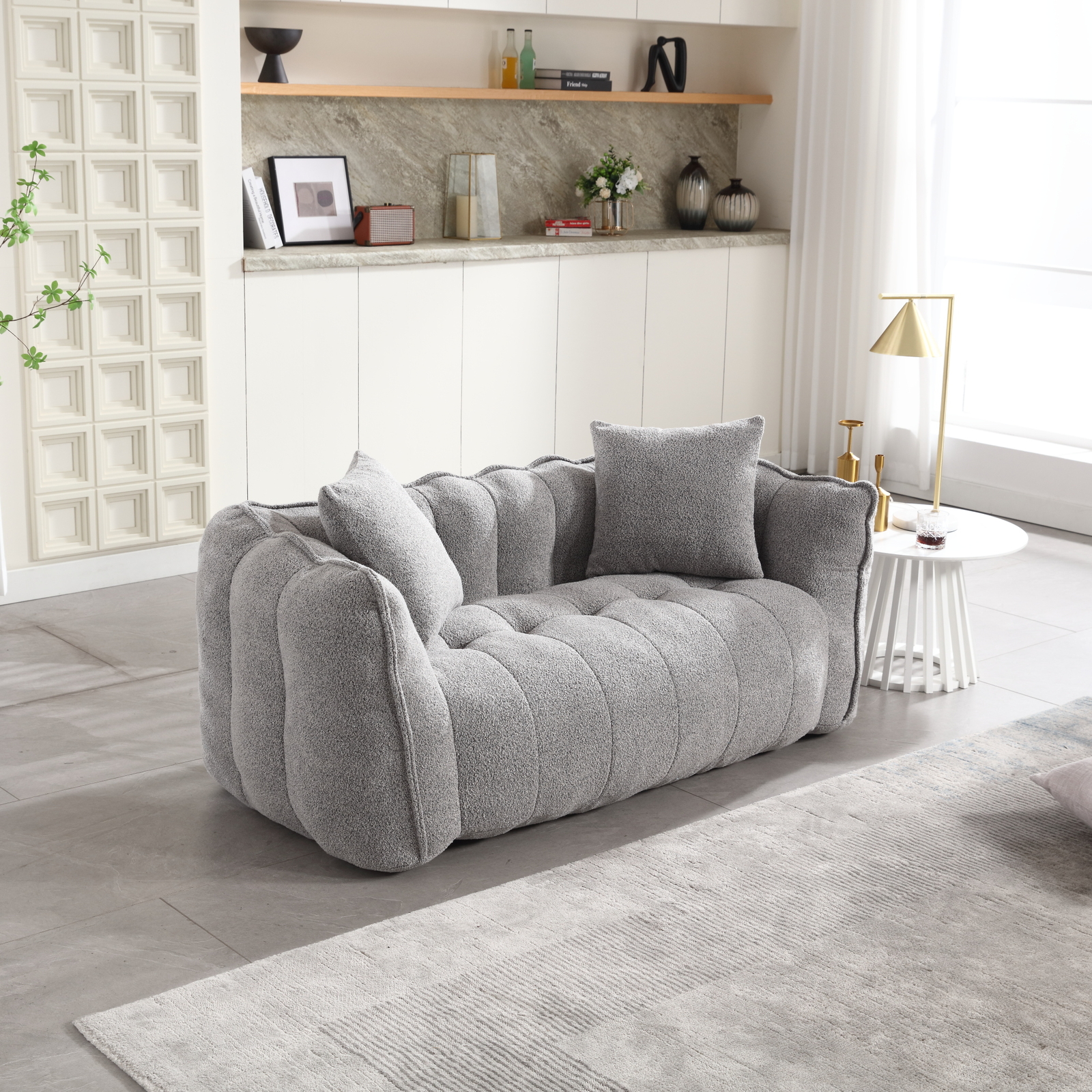 Bean Bag Chairs Lazy Sofa Chair with high resilience foam core for 2 people Grey