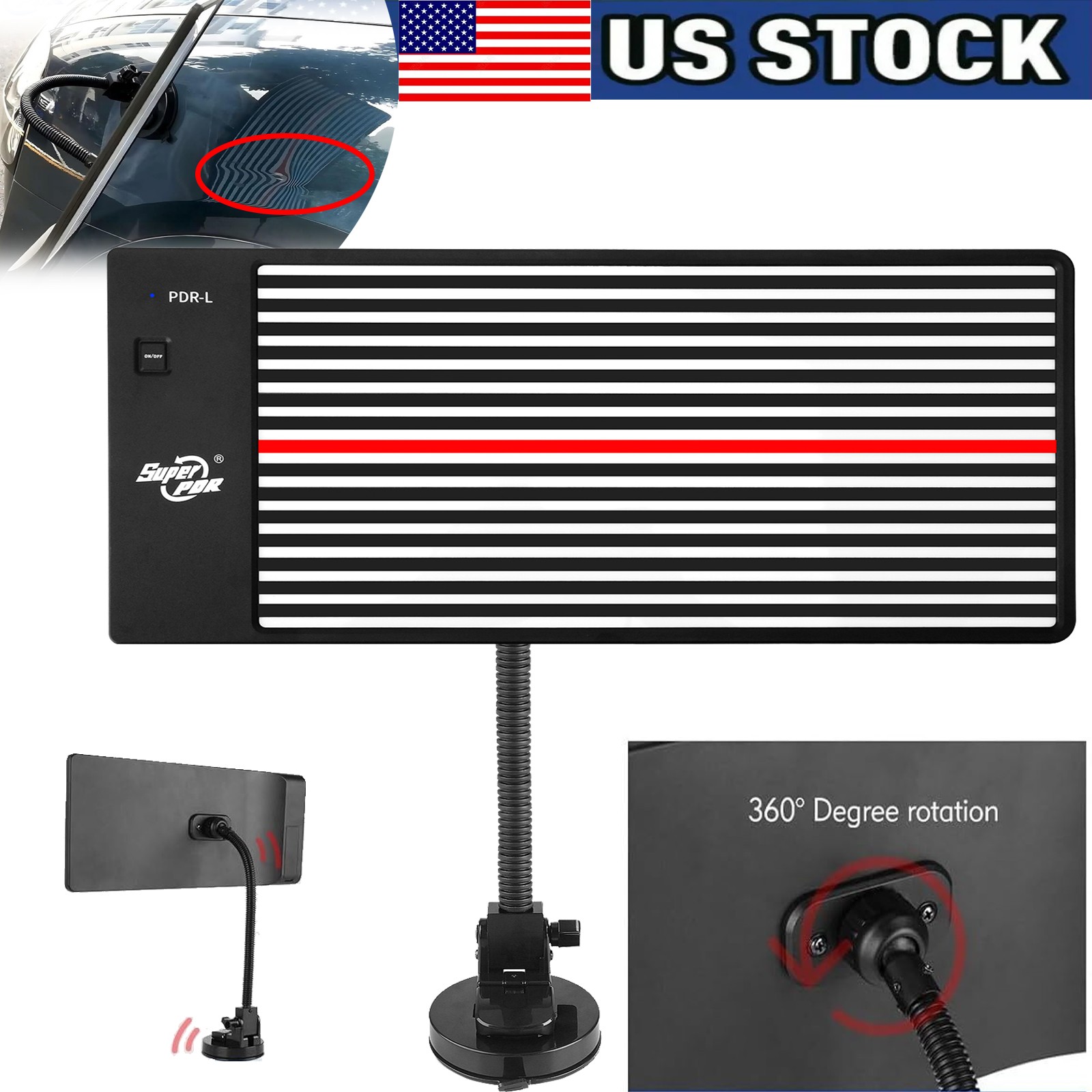 Car Dent Repair LED Line Board PDR Dent Detector Removal Reflector Light US