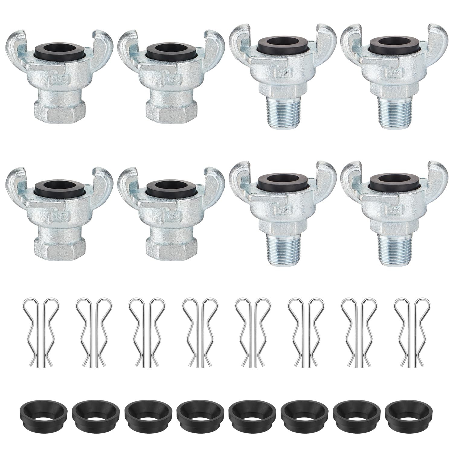 Venussar 8PCS 1/2'' NPT Iron Air Hose Fitting, for Male End, Female End