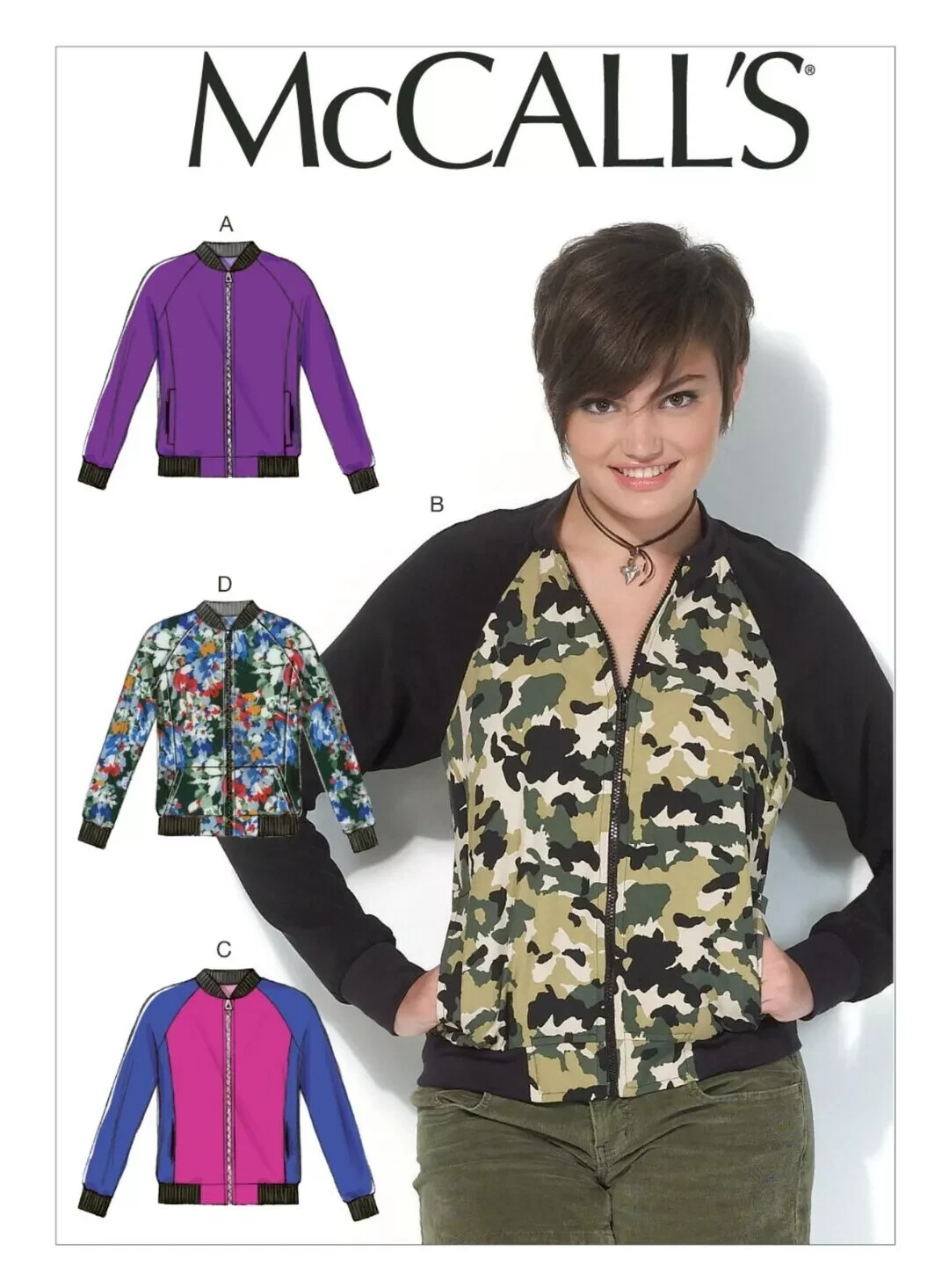 McCall's M7100 Cute Bomber Style Jacket w Pockets Sz 16-26 UNCUT Pattern