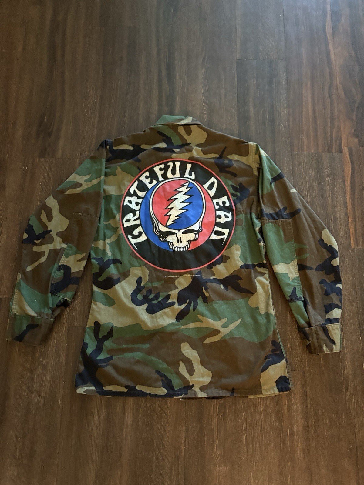 Grateful Dead Limited Edition Camo Army Jacket Used Nice Skull Logo Full Art