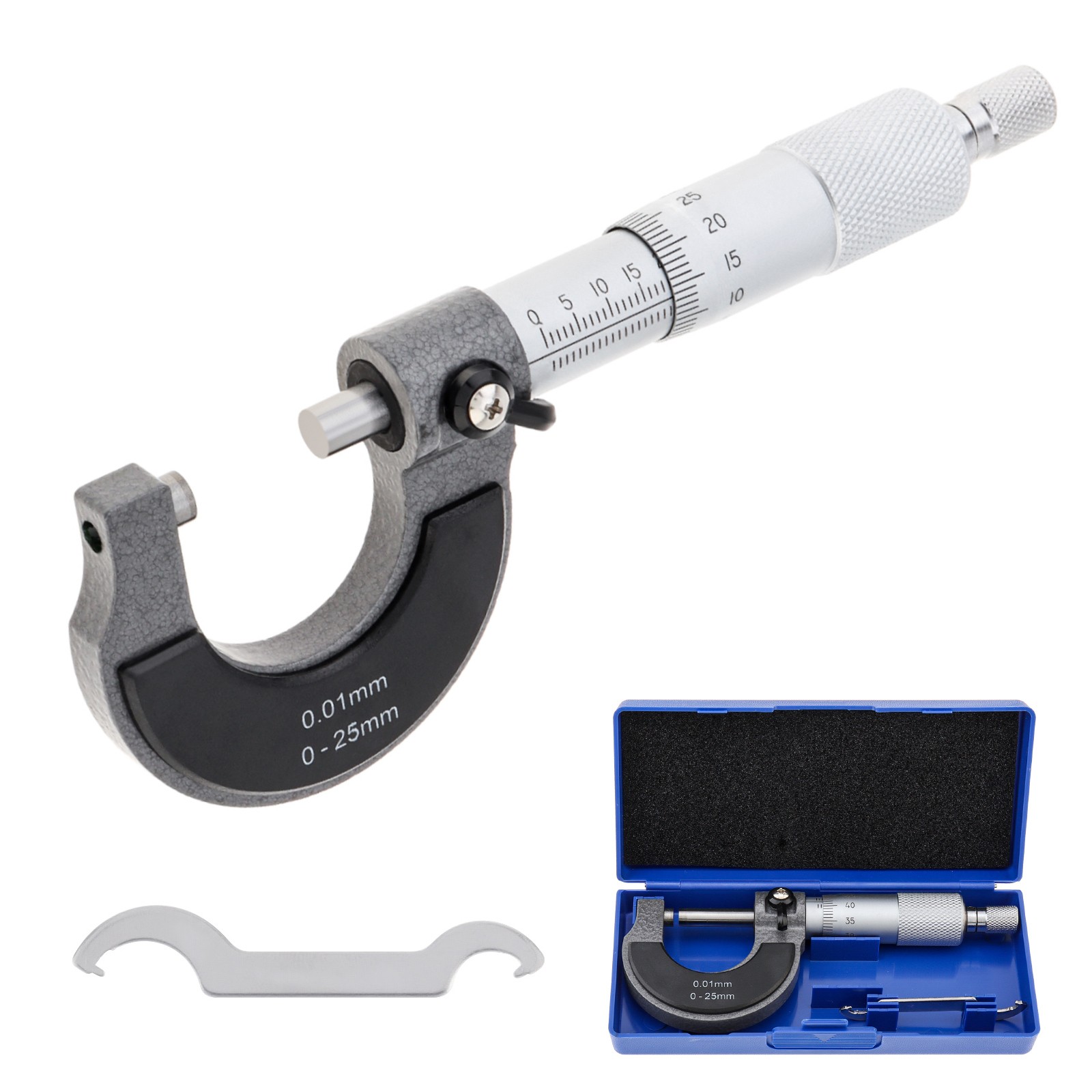 0.01m Micrometer 0-25 mm Mechanical Metric Outside, Ratchet Stop Measuring Tool