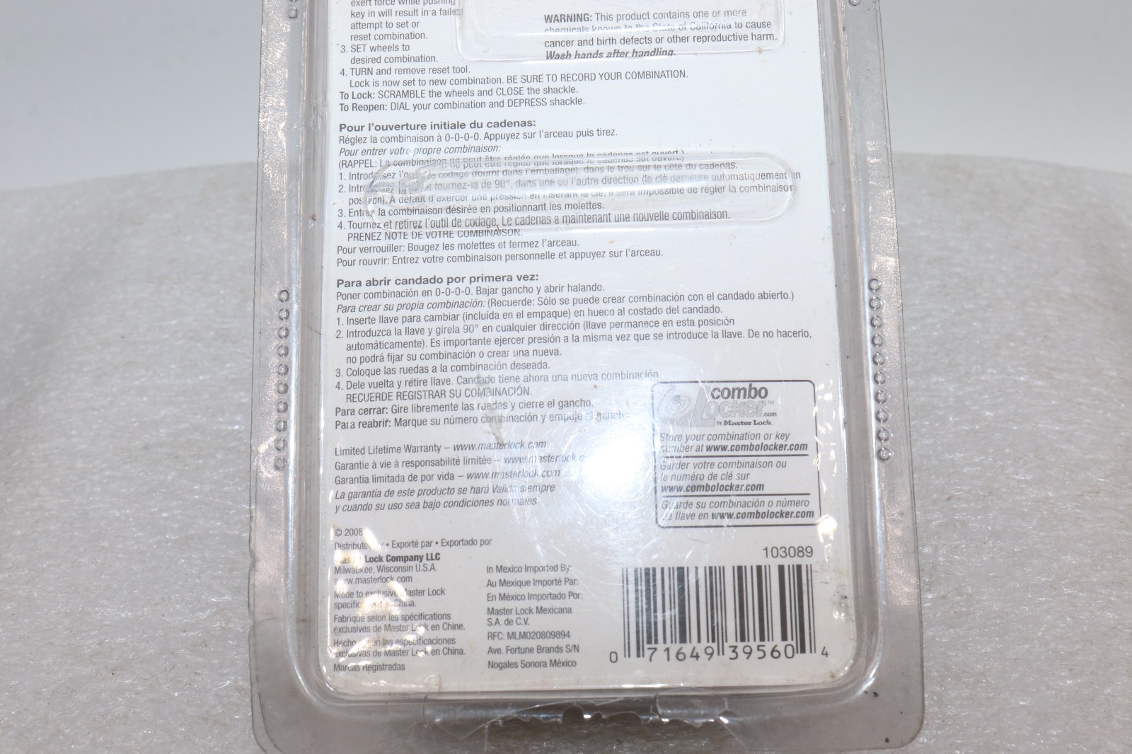 Master Lock Resettable Combination Padlock 2" wide Brass 175D