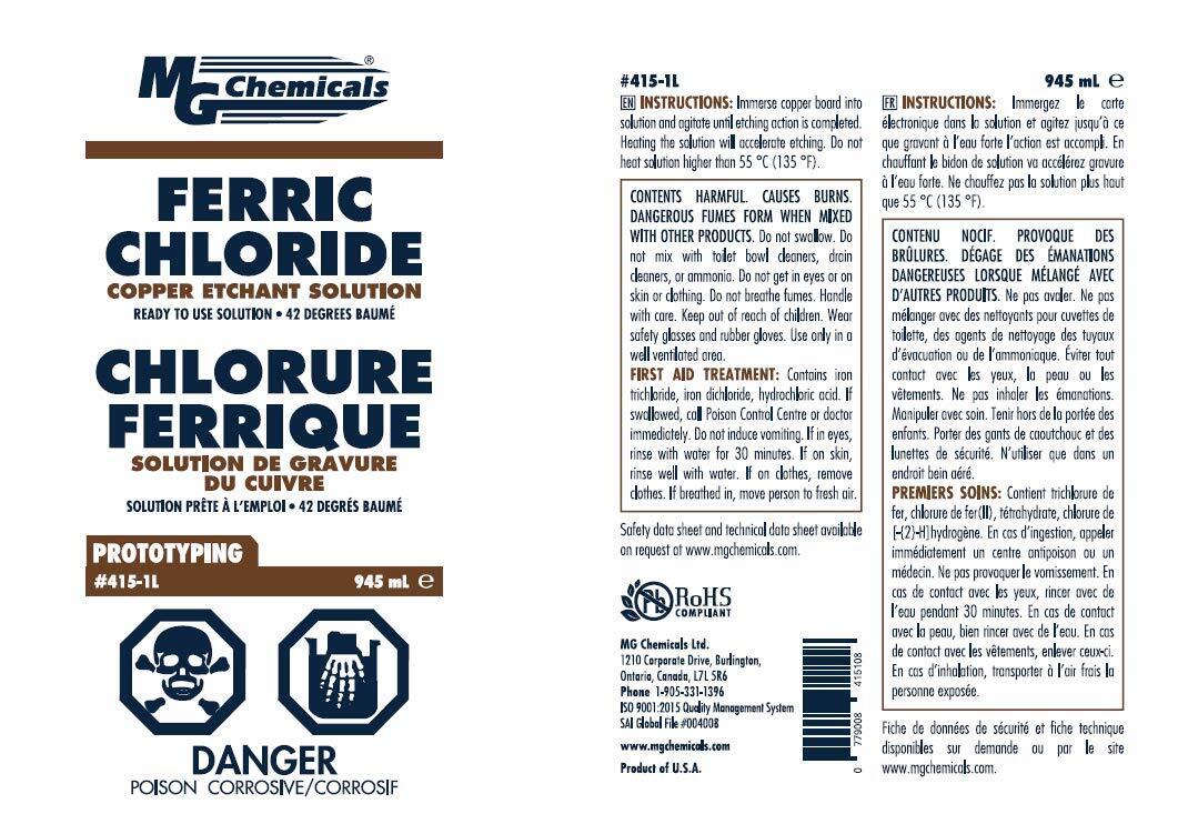 MG Chemicals Ferric Chloride Copper Etchant Solution, 1 liter Liquid Bottle