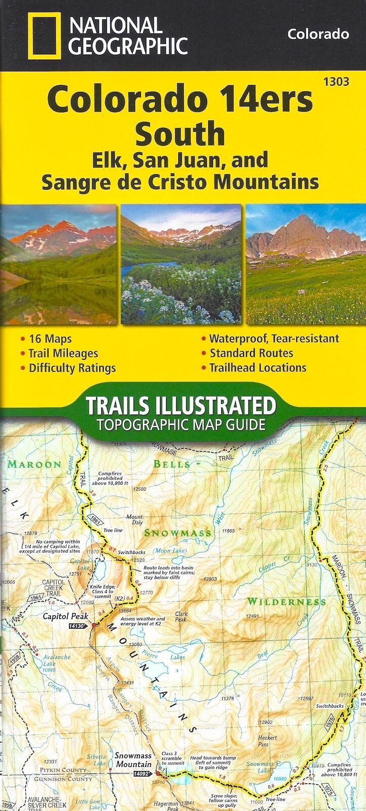 Map & Guide to Colorado 14ers South, by National Geographic Maps #1303