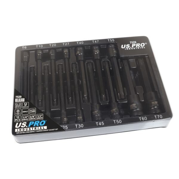 US PRO Extra Long Impact TAMPERPROOF Torx Bit Socket Set 1/4" 3/8" 1/2" Drive
