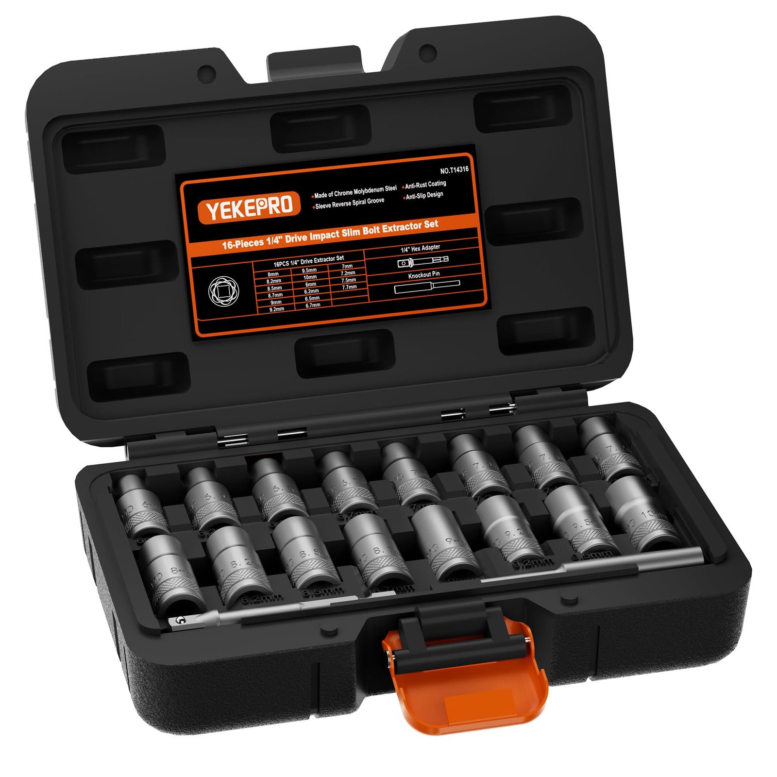 Juego 16 Extractores Pernos Tuercas Dañados 1/4" 6-10mm Impacto Dados Barridos
