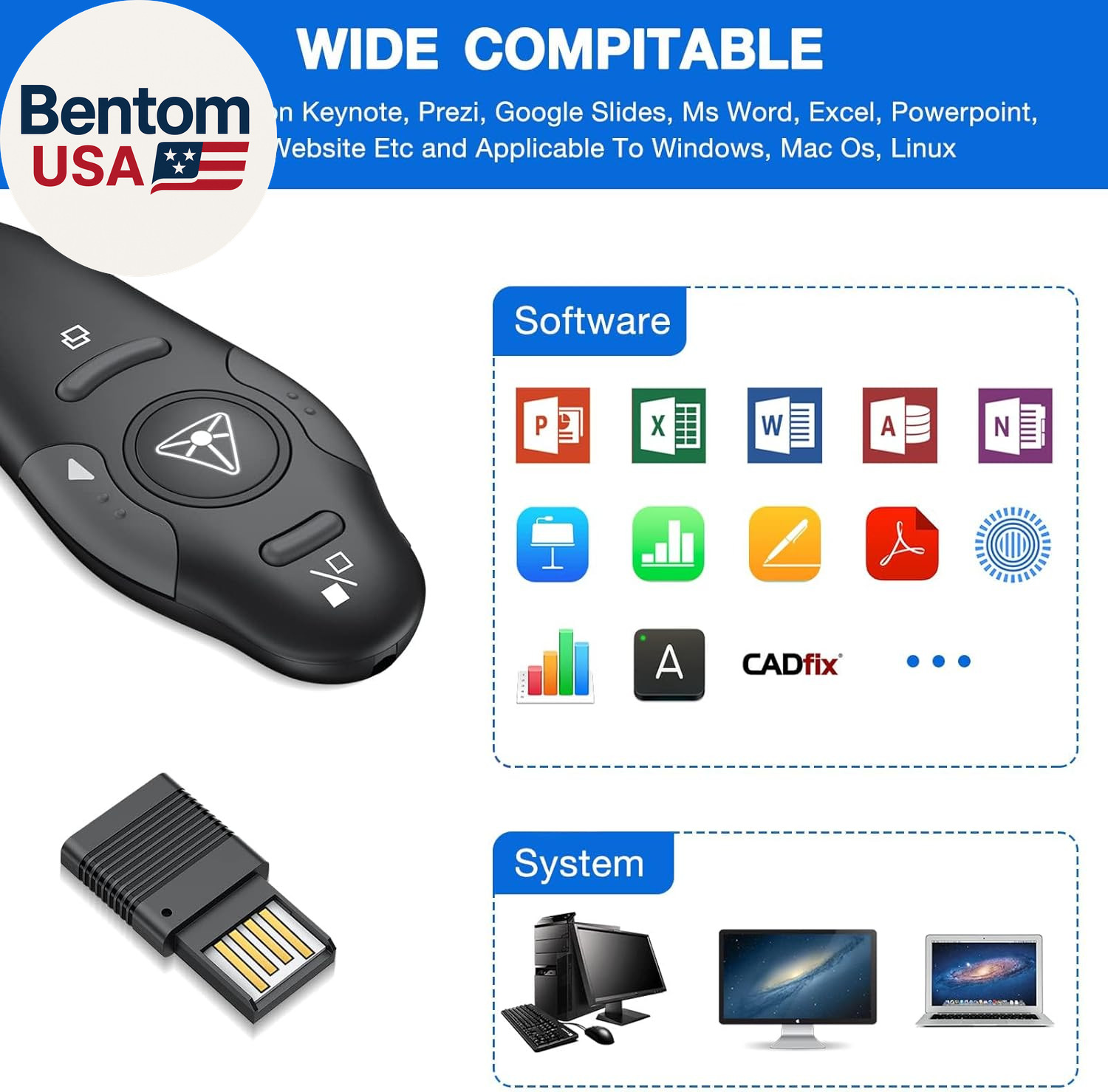 Presentation Clicker Wireless Presenter Remote USB Control Powerpoint PPT Clicke