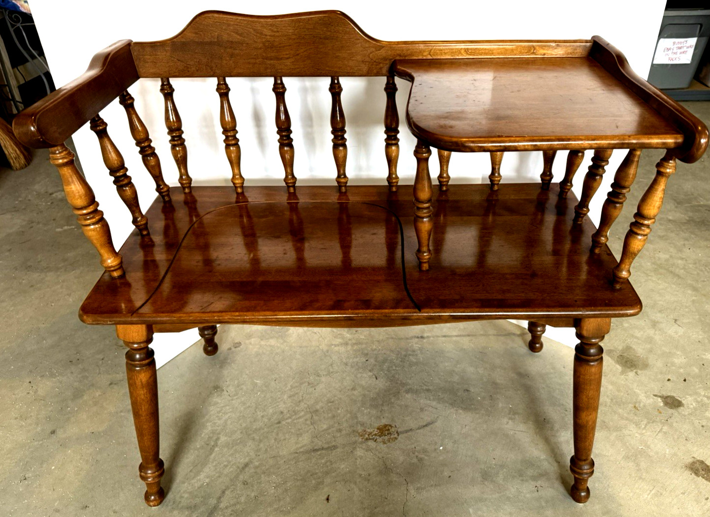 Vintage Nice Ethan Allen Gossip Bench Telephone Table Solid Maple Wood Colonial