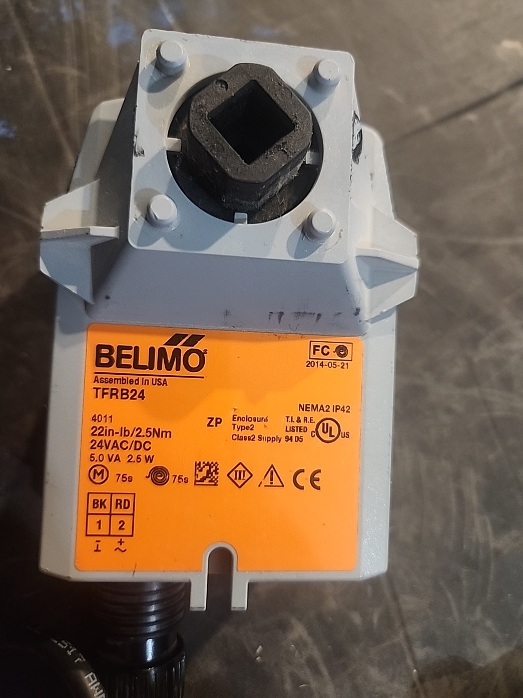 Belimo TFRB24 damper actuator, a spring return motor used for HVAC damper and...