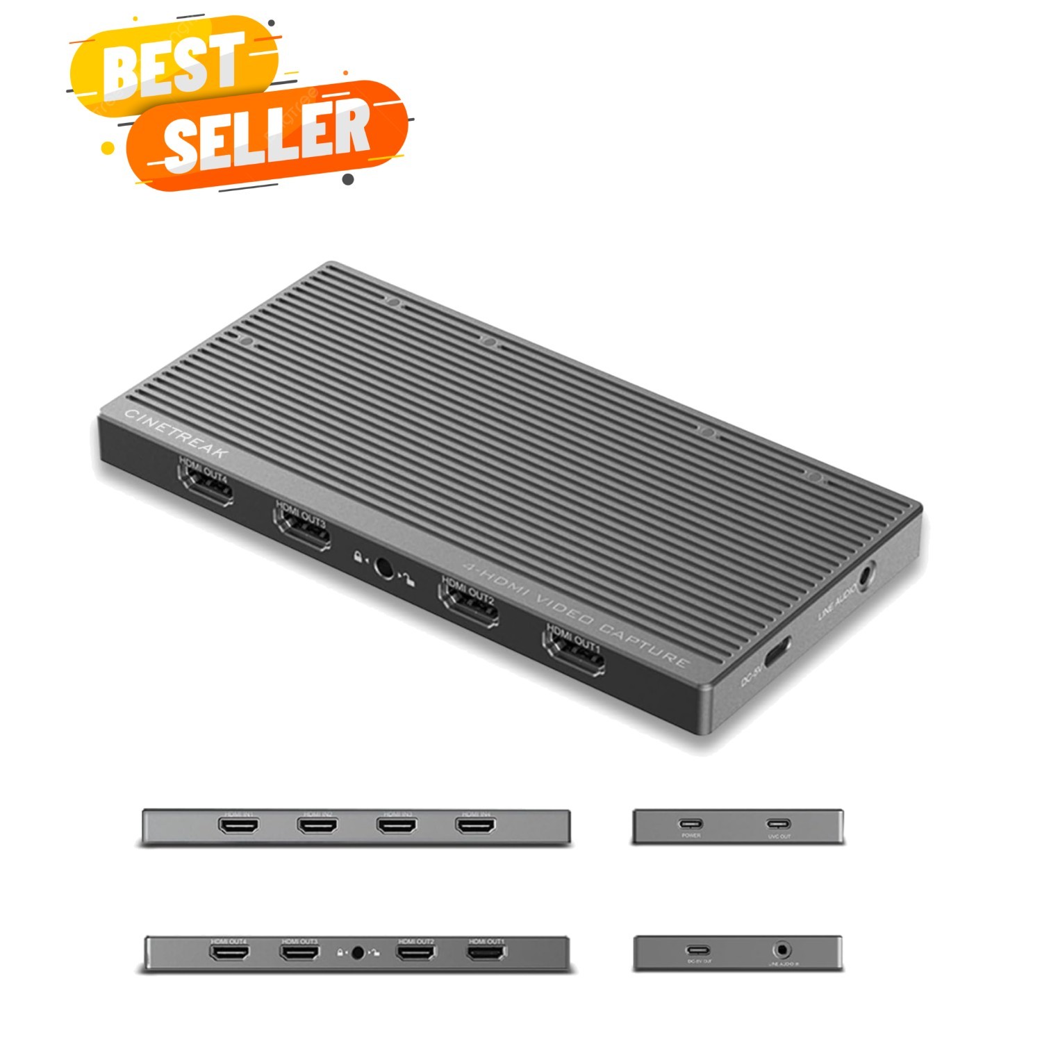 CT-4 4K Video Capture Card - 4 HDMI Inputs, UVC Plug-and-Play, Simultaneous 4...