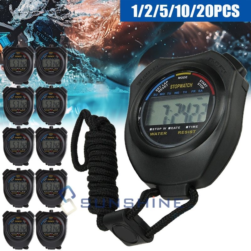 LCD Digital Counter Sports Stopwatch Alarm Chronograph Date Timer Odometer Watch