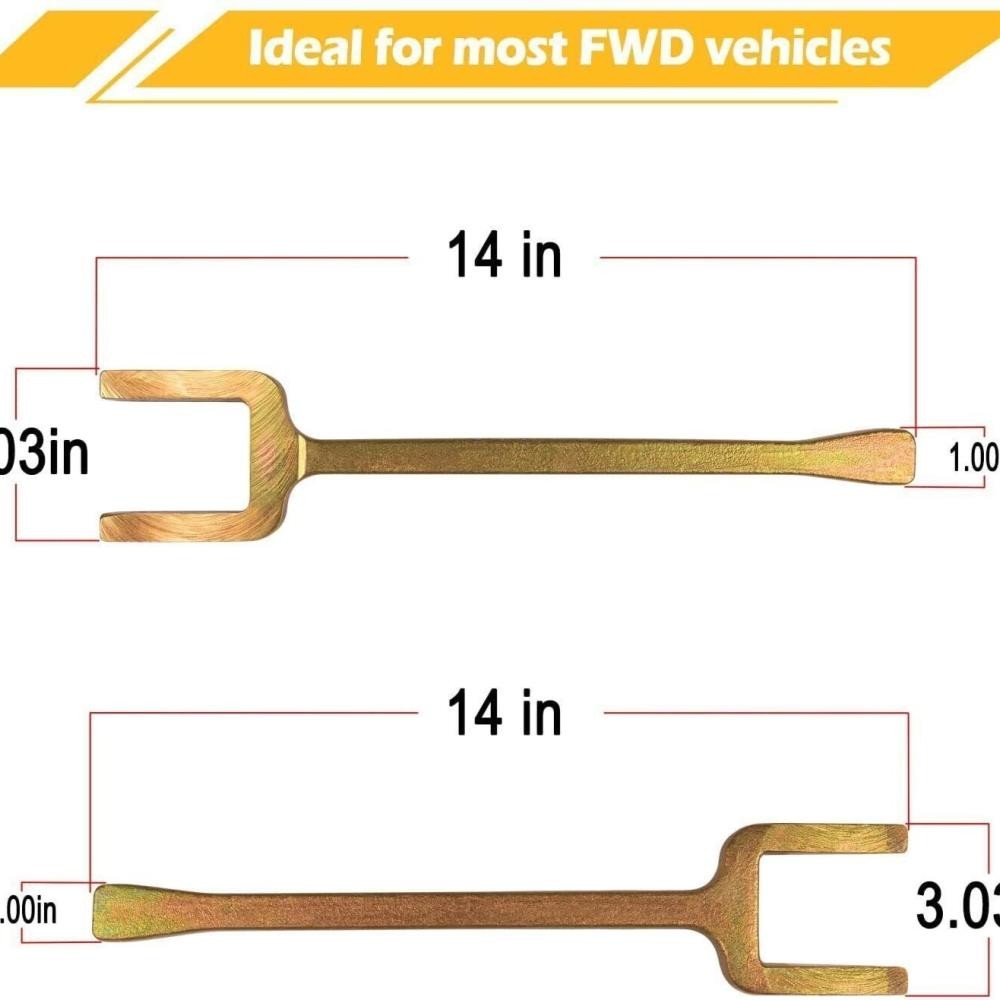 2Pc Removal Tool Front Wheel Drive Inner CV Axle Popper Fork Wedge WIth Shim Kit