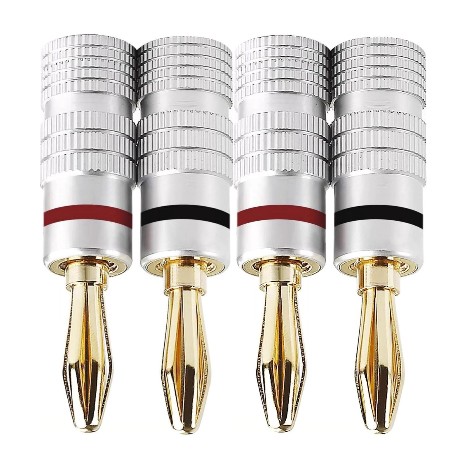 4Pcs Gold Plated cross Banana Plugs HiFi Solder Free 4MM Shell Speaker