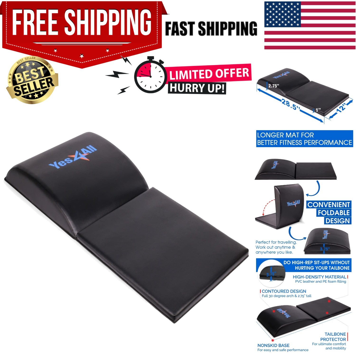 Abdominal Exercise Pads, Foldable Ab Workout Equipment for Home Gym Core Trai...