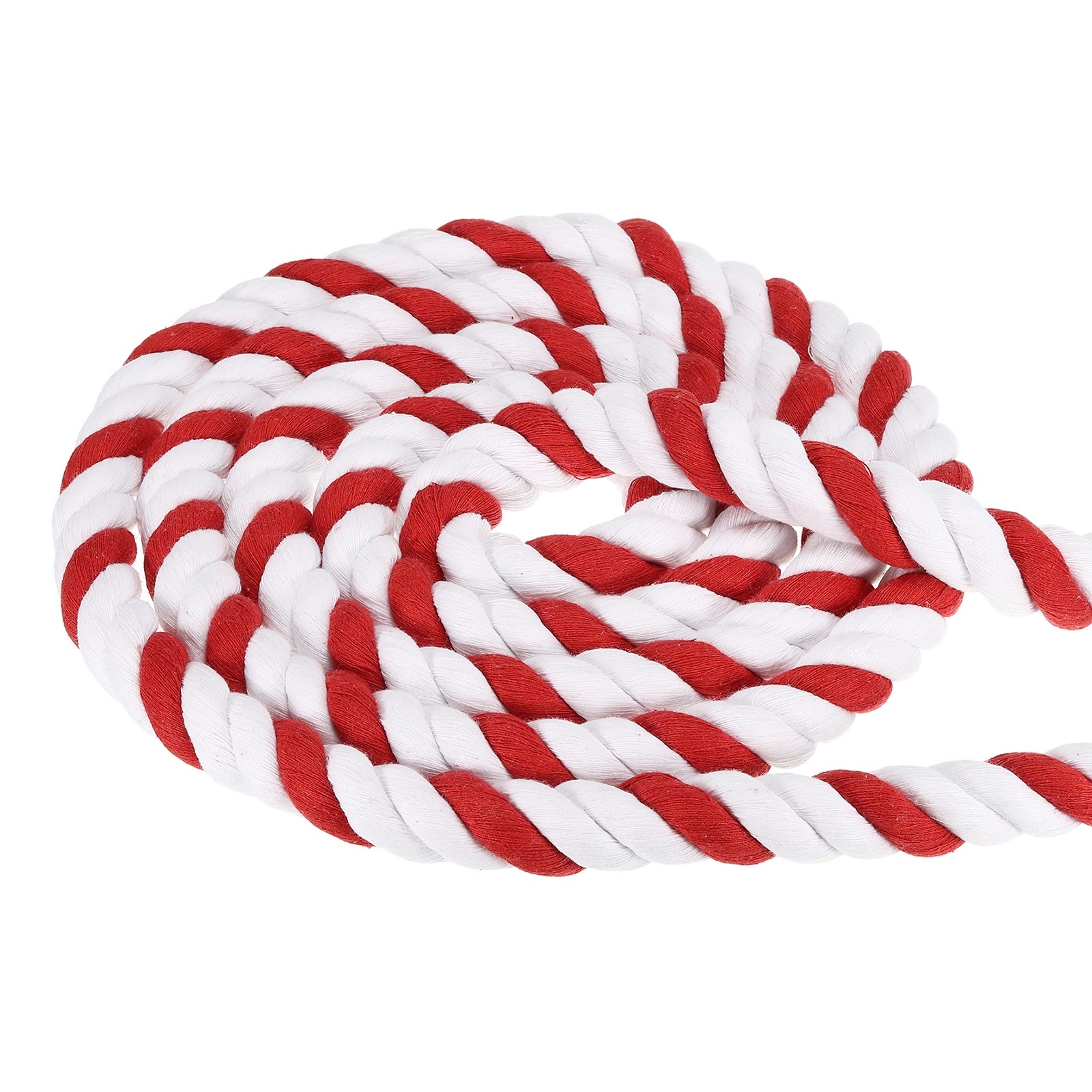 1Inchx15Feet Twisted Cotton Rope 3 Strand Tug of War Rope Red White