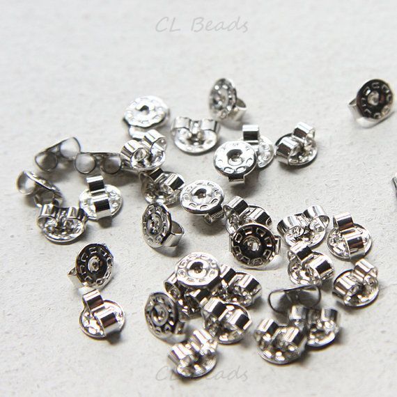 40 Pieces White Gold Tone Earring Posts/Stud Butterfly Backing (1662C)