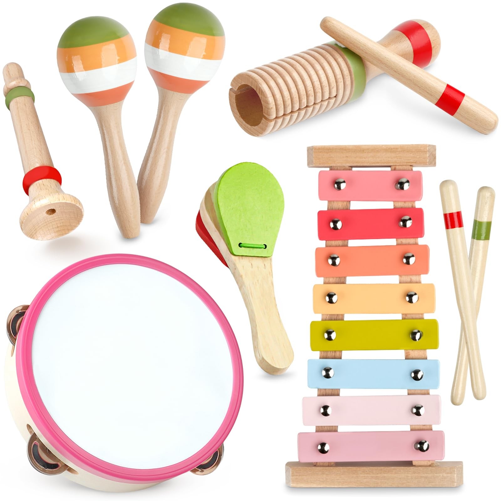 Baby Musical Instruments - Montessori Wooden Musical Toys for Toddlers 1-3, Xylo