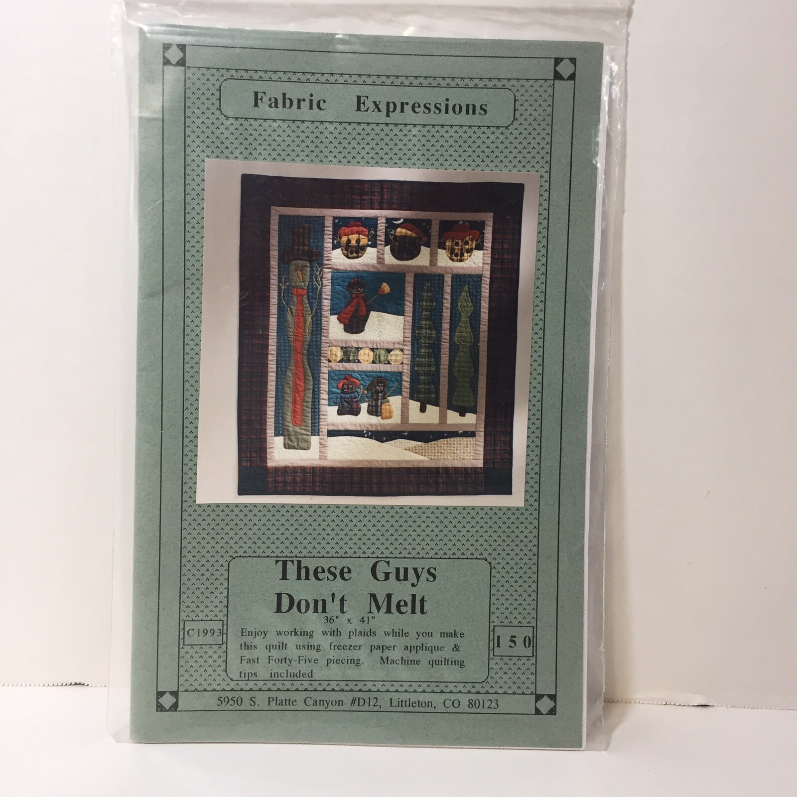 These Guys Don't Melt Quilt Pattern Fabric Expressions 36" x 41" Snowman
