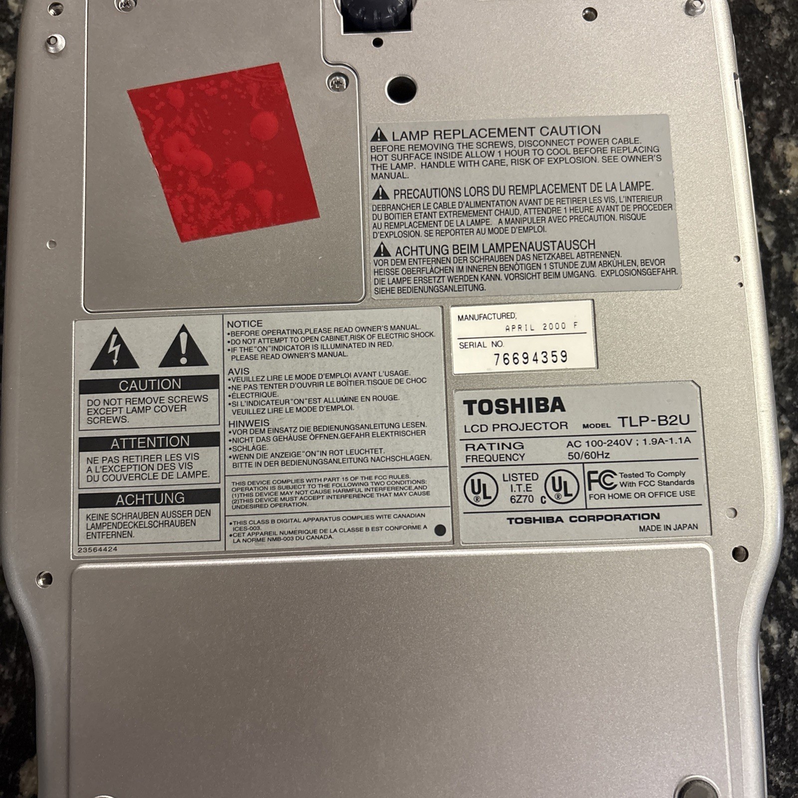 Toshiba TLP-B2U 3LCD Data Projector