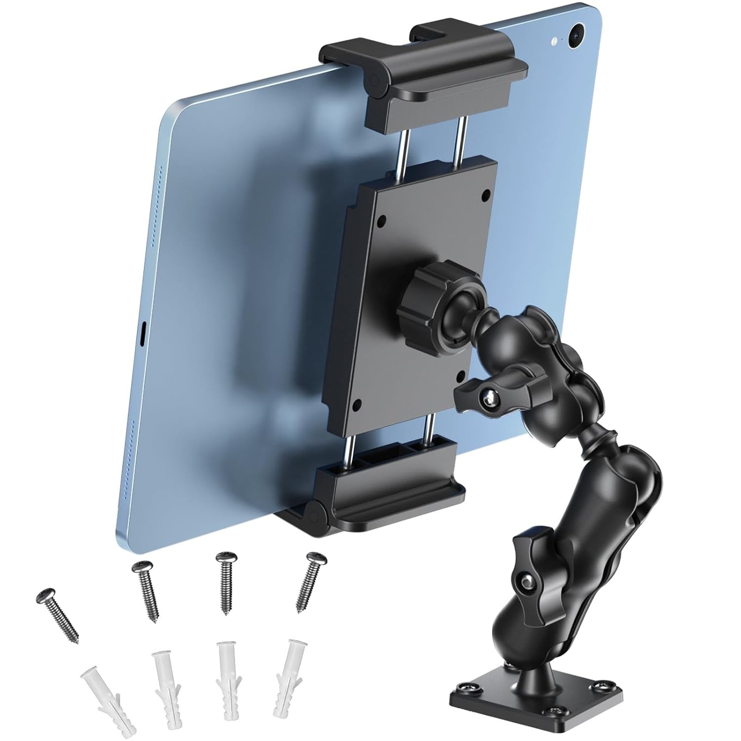 Heavy Duty 2-Stage Drill Base Tablet Mount for Truck and Car Dashboard