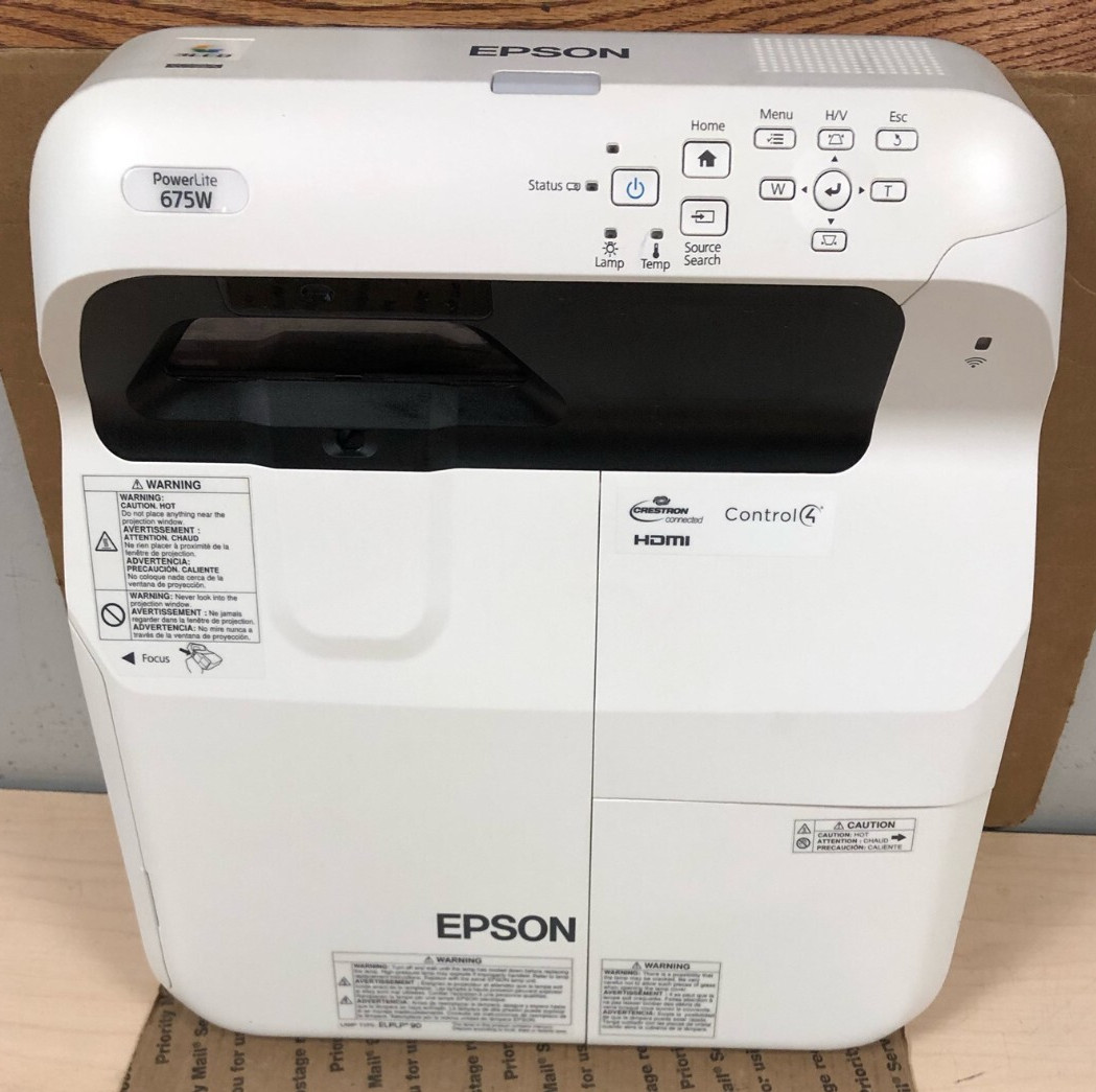 Epson PowerLite Projector 675W 3LCD 4122 NORMAL AND 409 ECO HOURS W/POWERCORD