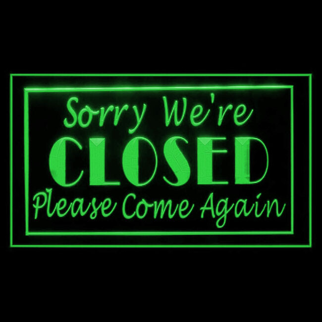 120011 Sorry We're Closed Holiday Buffet Display LED Light Neon Sign