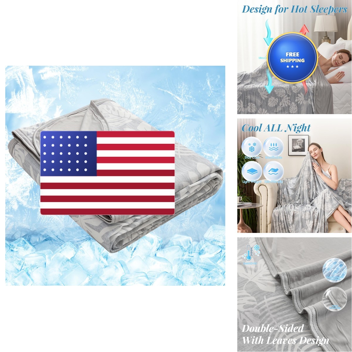 OIGAE Cooling Blanket King Size 90"x108" Hot Sleepers & Night Sweats Instant