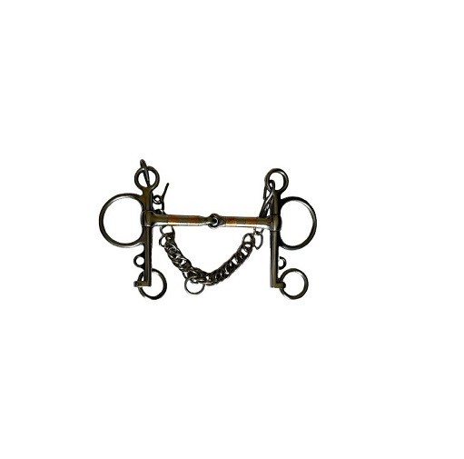 Horse Bit 5" Jointed Mouth Pelham Bit with 2" Rings Curb Chain NEW