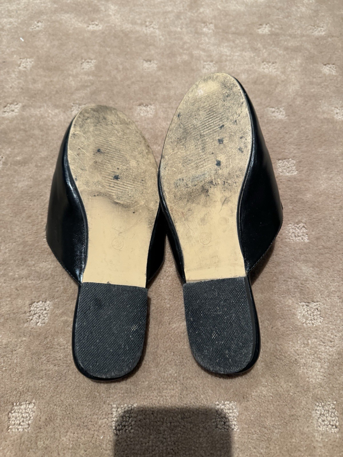LADIES BLACK SLIDES SIZE 38 GOOD CONDITION
