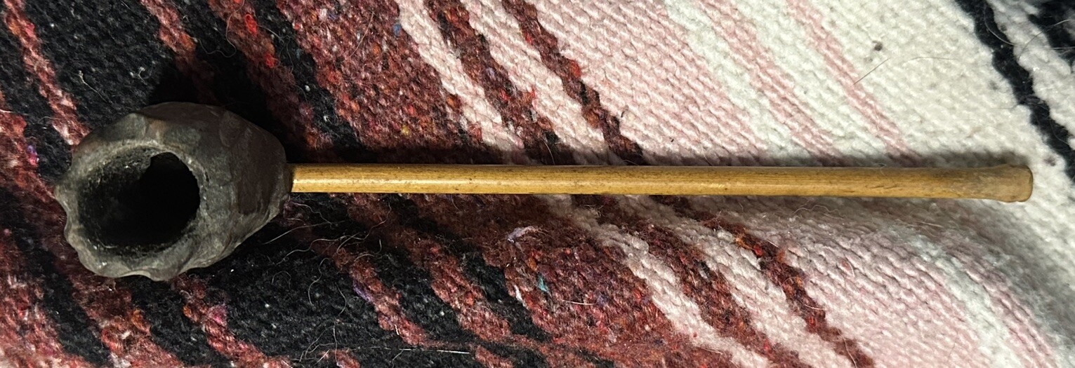 Hand Carved Wooden Primitive Tobacco Pipe