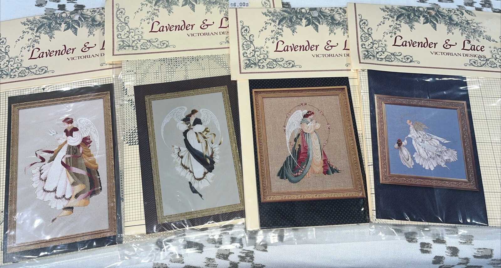 Lavender & Lace Lot of 4 Angels Hope Mercy Guardian Grace stitch Patterns NIP