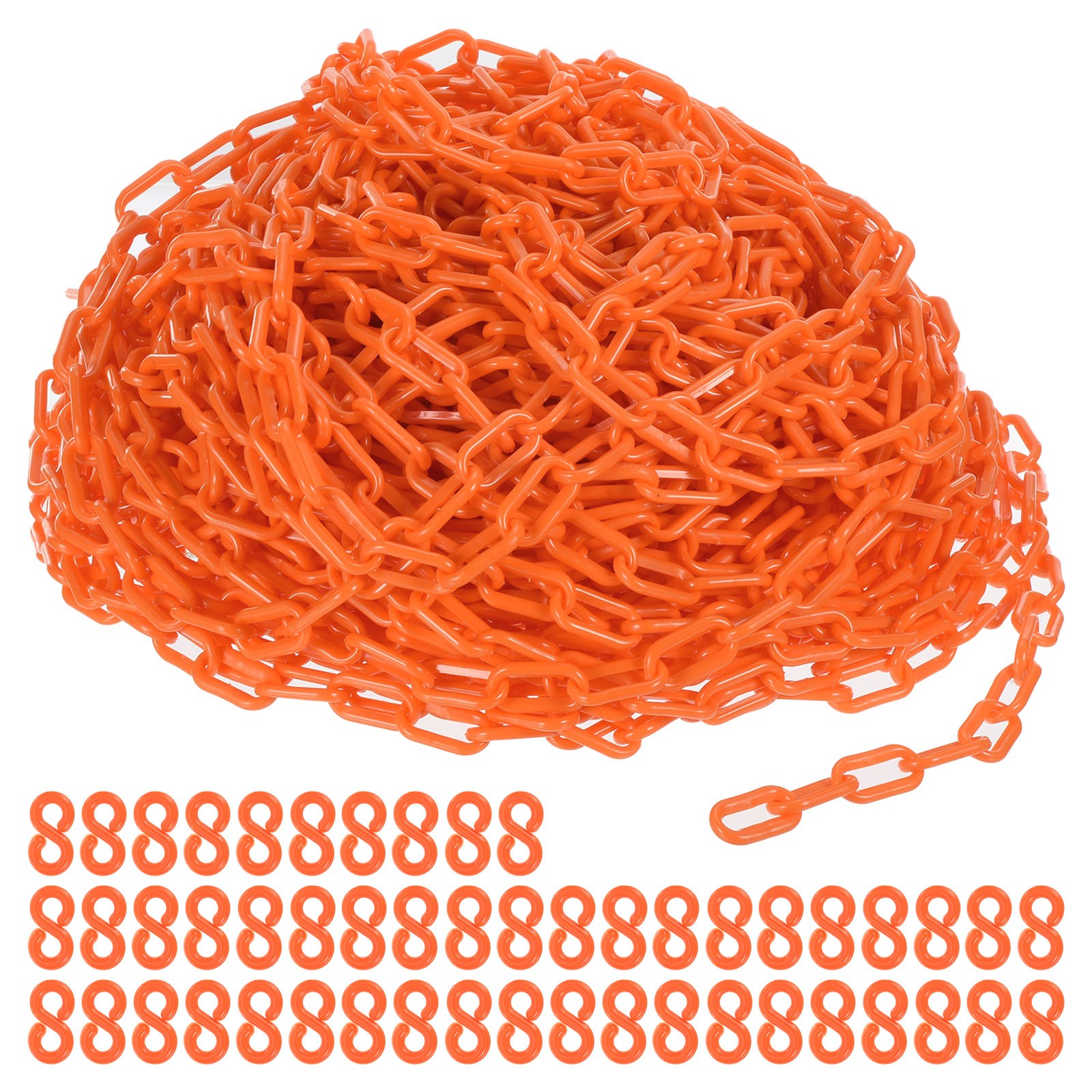 Plastic Chain Links 200 Foot Safety Chains Orange Plastic Chains, for Barriers