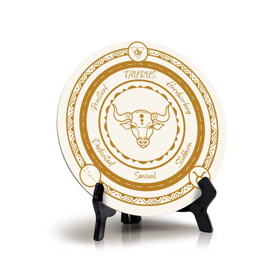 Taurus Zodiac Circle Table Sign (5x5")