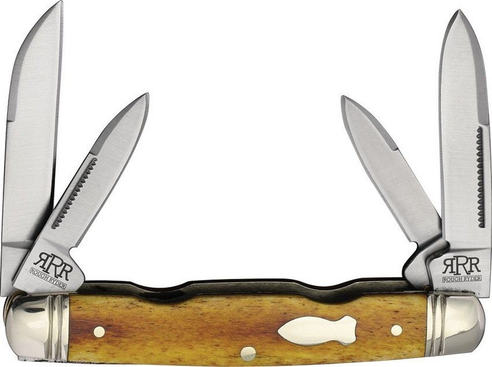 Rough Rider Reserve 4 Blade Congress Tobacco Pocket Knife Steel Blades - KB04