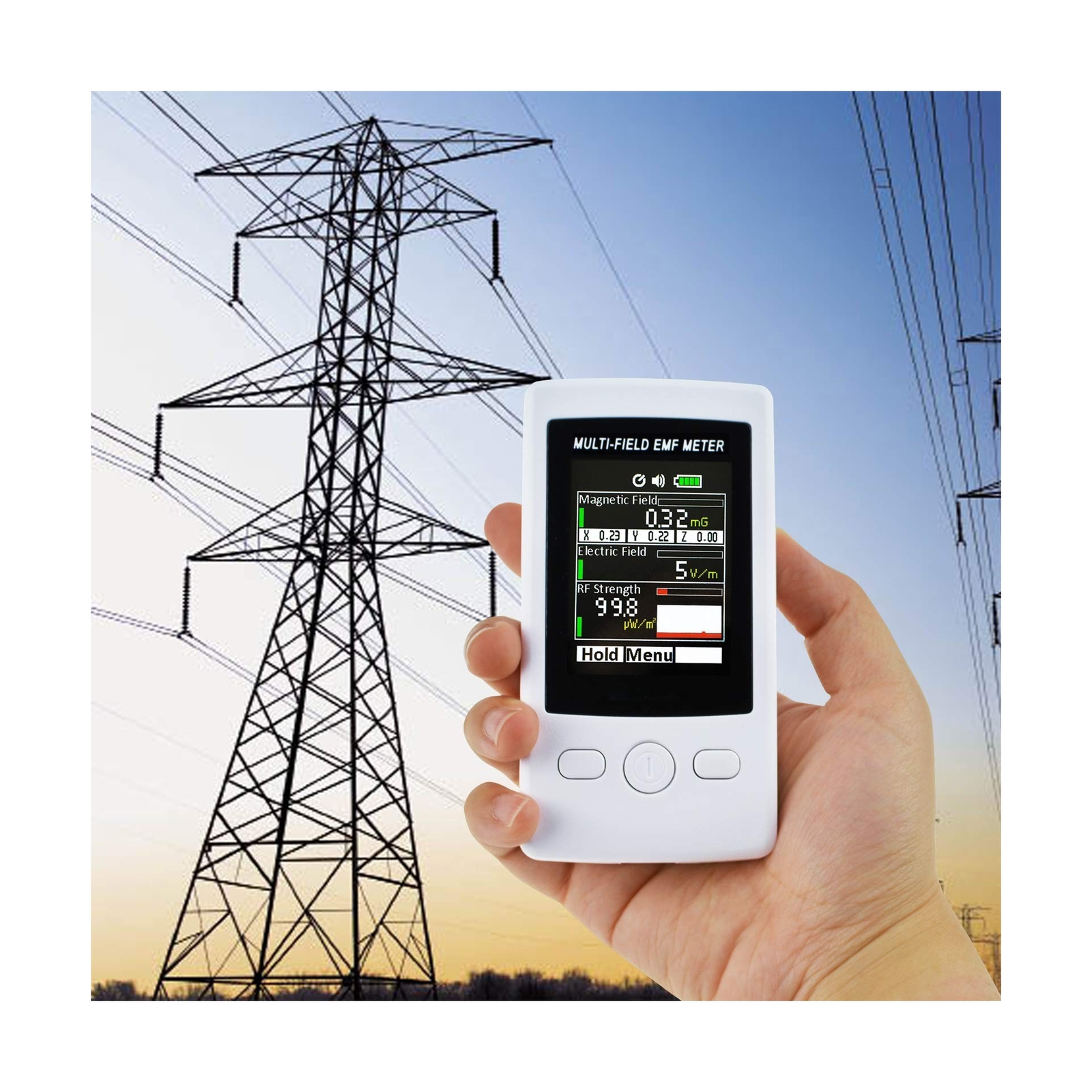 Multi-Field EMF Meter Pocket ELF RF Gauss Meter 2000mG Electromagnetic Electr...