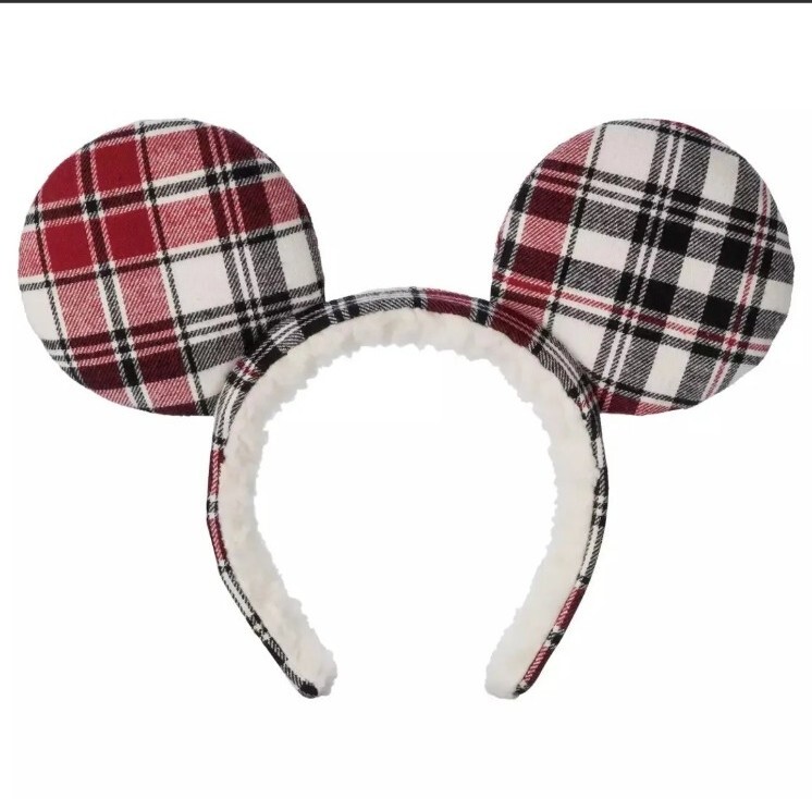 NEW Disney Parks 2022 Christmas Holiday Plaid MINNIE ~ MICKEY Ear Headband NWT