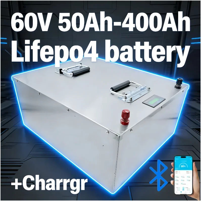 60V 50Ah-400Ah LiFePO4 Deep Cycle Battery Pack with Built-in BMS | Rechargeable