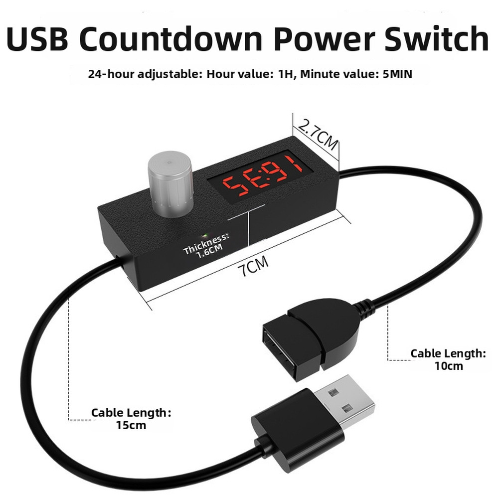 Digital USB Countdown Timer 24 Hour Adjustable with Low Voltage Safe Design