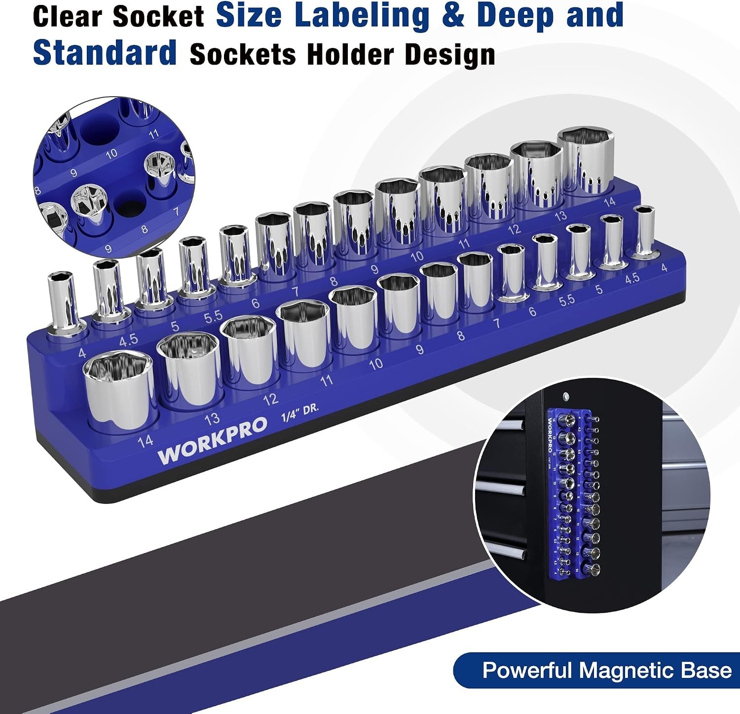 Effortless Organization: 26-Piece Magnetic Socket Holder with Soft Rubber Base