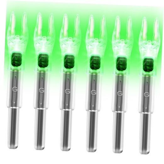 6/12 Pack G Lighted Nocks for Arrows with .165 .204 .233 .244 6 Pack / Green