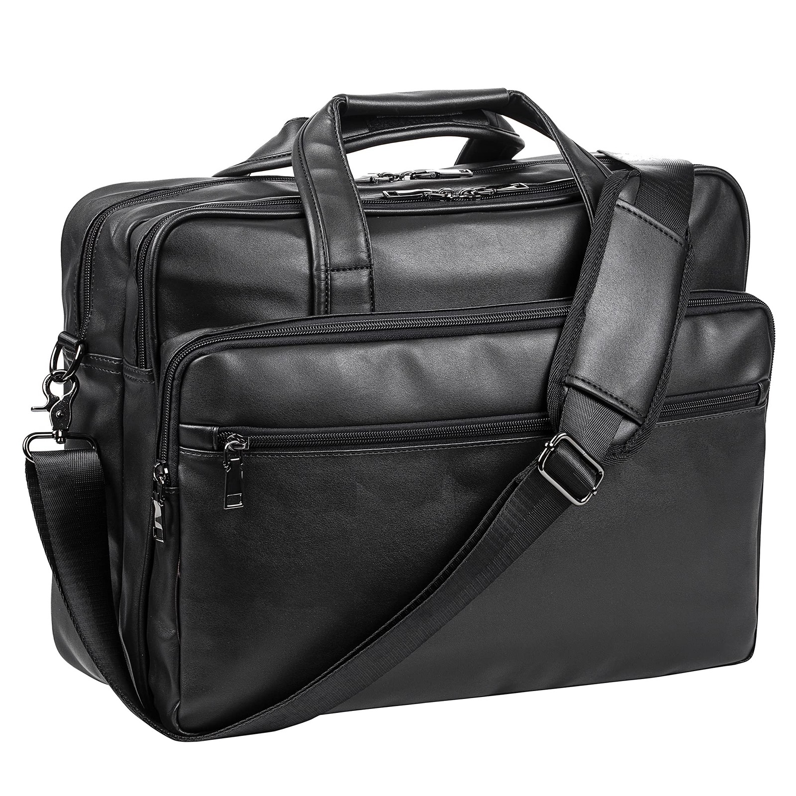 Leather Laptop Bag,Men's 17.3 Inches Messenger Briefcase Business Computer Sa...