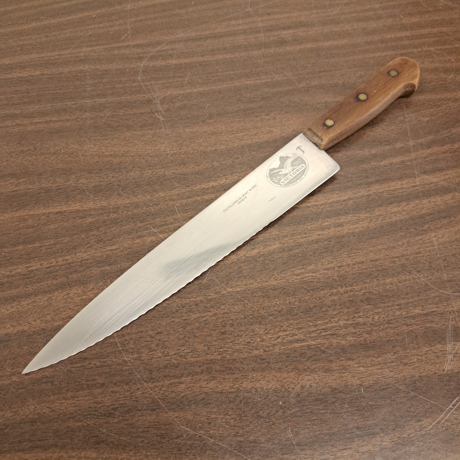 Vtg Victoria 10'' Blade Chefs Knife Switzerland Coutellerie Du Mont Blanc Geneve