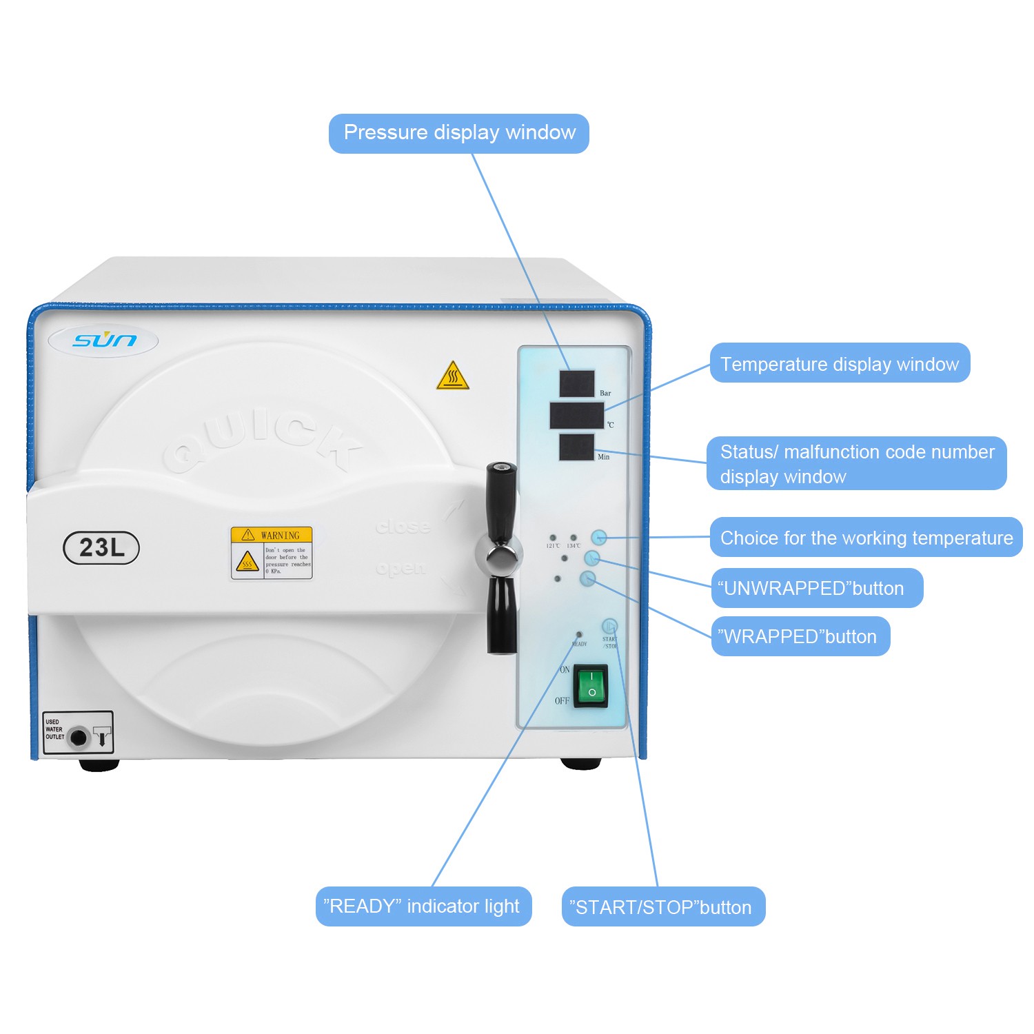23L Class N Fully Automatic Dental Autoclave Steam Sterilizer with 3 Trays